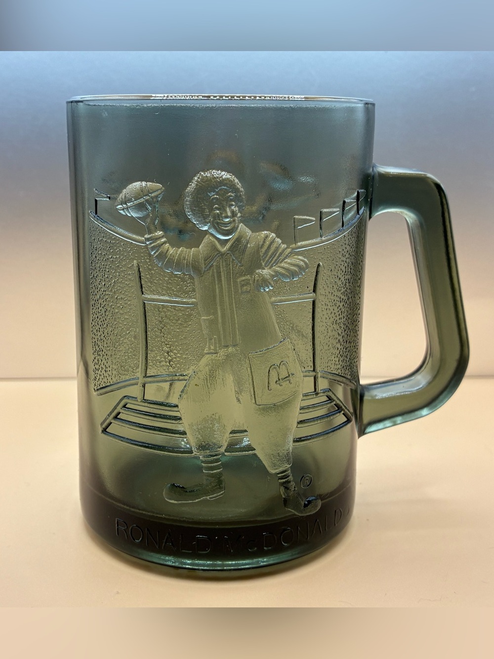 Ronald McDonald's Embossed Glass Mug - Dark Glass
